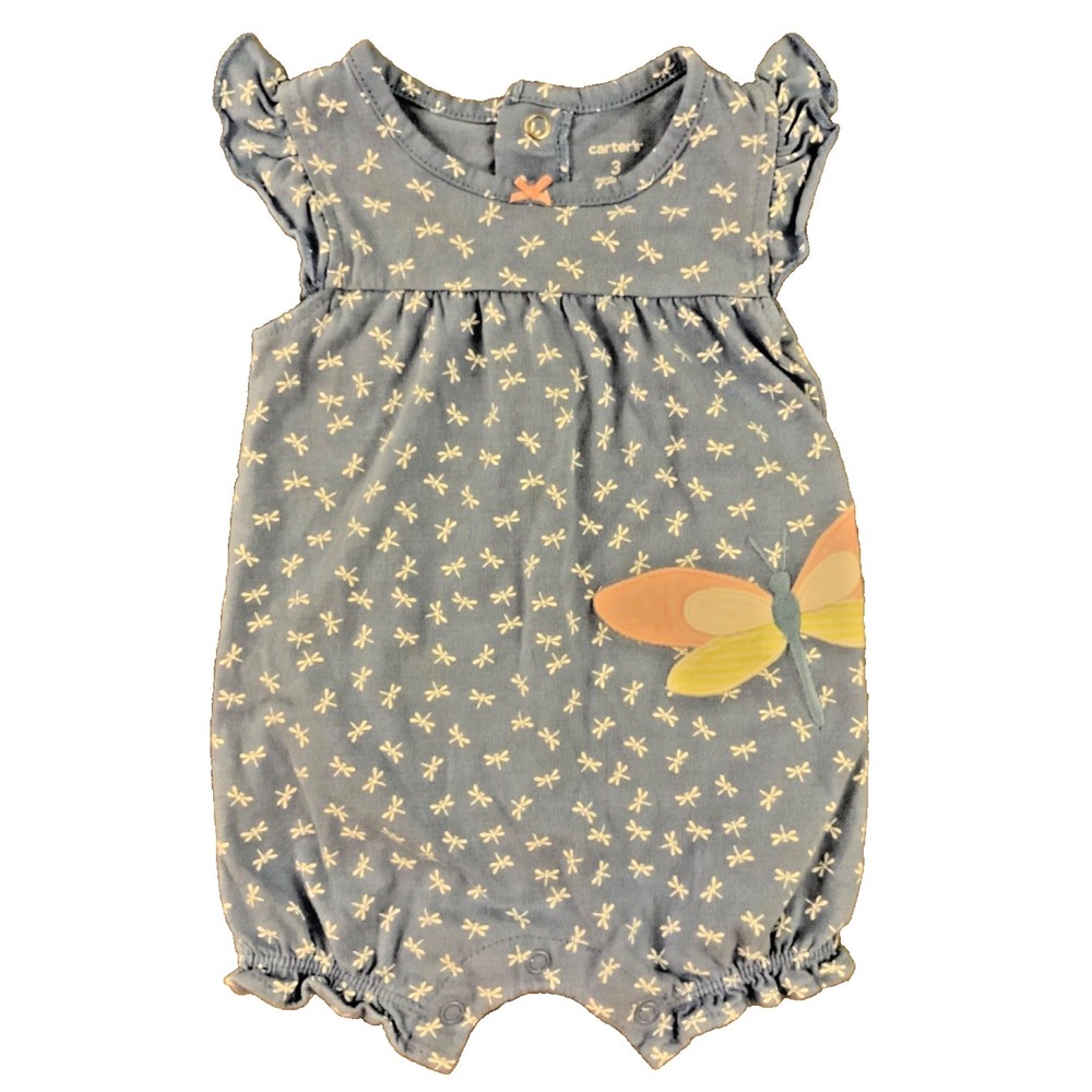 Carters Baby Girl Romper‎ Outfit 3 Months Summer Rainbow Blue Butterfly Shorts
